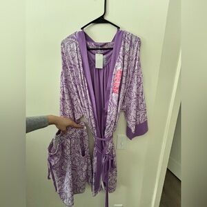 3pc Lavender Paisley Robe Set - Super stretchy - Women's